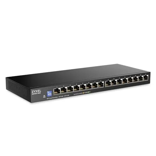 ZyXEL Slimline DIP Selector Unmanaged Switch 16-Port in schwarz von Zyxel