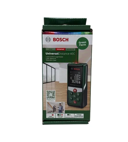Bosch Laserentfernungsmesser UniversalDistance 40C - Präzise Messung bis 40m, Bluetooth-Konnektivität und MeasureOn App für einfache Datenübertragung