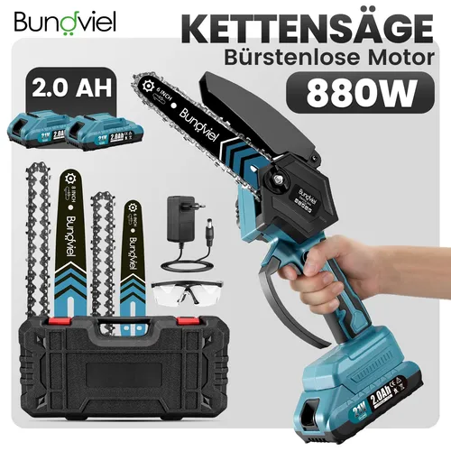 Akku Mini Kettensäge 8+6 Zoll mit 2 Akkus