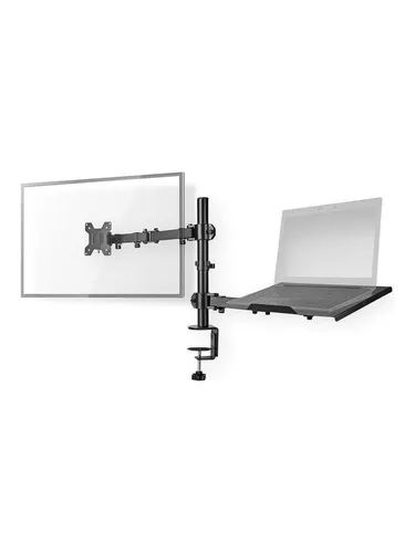 Nedis Schreibtisch Monitorhalterung Notebook | 1 Bildschirm 15-32 Zoll - Monitorzubehör mit flexibler Höhenverstellung und optimalem Platzmanagement für ergonomisches Arbeiten.
