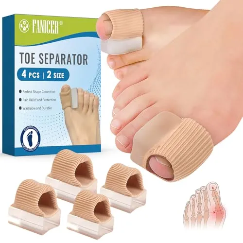 Stück Zehenspreizer Hallux Valgus,Silikon Zehenkorrektur Set,Überlappende Zehen Silikon Zehentrenner,Ballenschutz und Hammerzehen Korrektur, Für Frauen und Männer, Weiche,2 Größen S L(Hautfarbe) 4