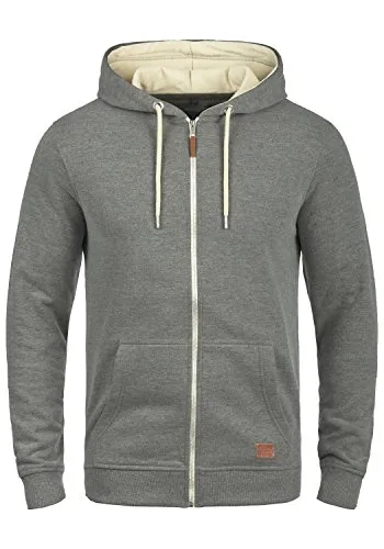 Blend BHHulker Herren Sweatjacke Kapuzenjacke Hoodie mit Kapuze Reißverschluss Kängurutasche Baumwollmischung Regular fit, Größe:M, Farbe:Pewter Mix (70817)
