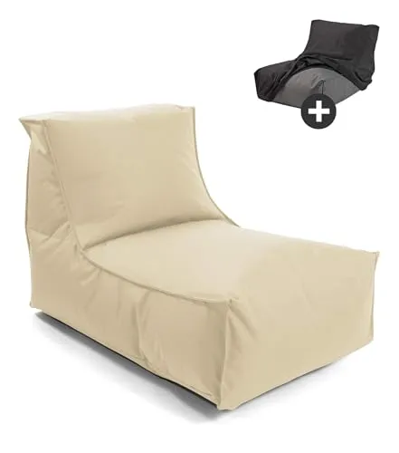 Mokebo Sitzsack Beige - Outdoor-Sitzsack für Garten & Balkon - Kompakter und komfortabler Sitzsack aus wasserabweisendem Textil, ideal für drinnen und draußen. Hergestellt in Deutschland aus hochwertigen, allergikerfreundlichen Materialien.