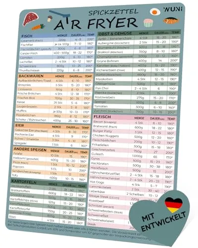 WUNI Airfryer Zubehör - Magnetischer Guide für Ninja Heißluftfritteuse - Fritteusen Zubehör mit 76 gesunden Rezepten für Heißluftfritteusen, übersichtlich gegliedert und magnetisch für einfachen Zugriff - ideal für Anfänger und Airfryer-Fans.