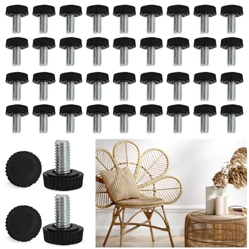 YMTWSRY 40 Stück Stellfüße M6, Möbelfüße Verstellbare M6x20mm Schwarz Nivellierfüße Schraubfüße mit Ruhige rutschfeste Gummibasis Höhenverstellbare für Möbel Füße Stuhl Tisch