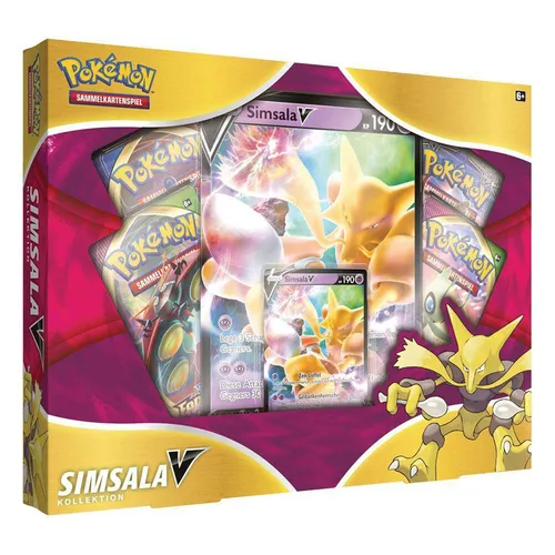 POKÉMON 45232 PKM Pokémon Simsala-V Box - Sammelkarten: Erlebe die Macht von Simsala-V mit holografischer Promokarte und 4 Boosterpacks! Ideal für Pokémon-Fans, die strategisch kämpfen und sammeln wollen.