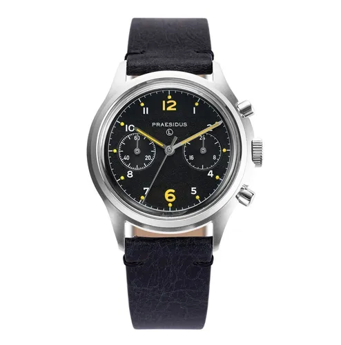 Praesidus PAC76 Chronograph Mechanisch Quarz-Hybrid Stahl Leder Herren Uhr