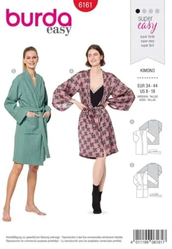 burda Schnittmuster Damen Kimonos mit Bindegürtel 6161 von burdastyle