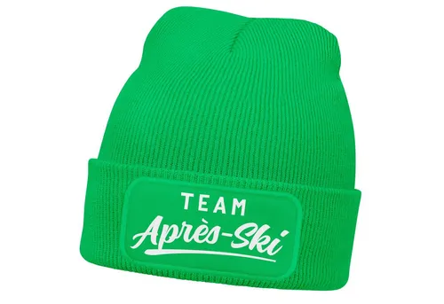 MoonWorks Strickmütze Herren Beanie mit Patch Strickmütze Skifahren Party Skiurlaub Spruch