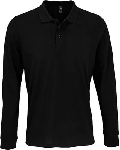 SOLs 03983 | Uni Long Sleeve PolyBaumwolle Polo Shirt XS bis 5XL - Farbe: Black - Größe: L