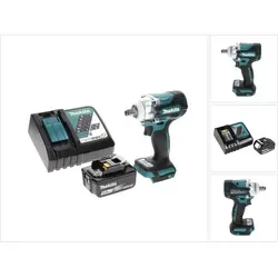 Makita DTW 300 RT1 Akku Schlagschrauber 18 V - Akkuschrauber mit 330 Nm Drehmoment, brushless Motor für hohe Effizienz, inkl. 1x 5,0 Ah Akku und Ladegerät, ideal für professionelle Anwendungen.