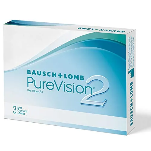 Bausch + Lomb PureVision 2 Monatslinsen, sehr dünne sphärische Kontaktlinsen, weich, 3 Stück / BC 8.6 mm / DIA 14 / -4.75 Dioptrien