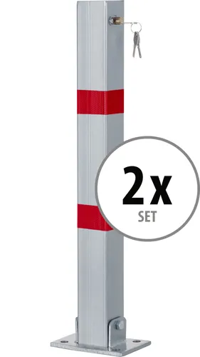 Stagecaptain PPP-70 SR Parkpfosten 2x Set - 2er Set Parkpfosten aus pulverbeschichtetem Stahl, abschließbar und mit Reflexionsstreifen für hohe Sichtbarkeit, ideal für private und gewerbliche Parkplätze.