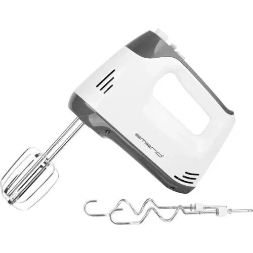 EMERIO HM-130365 Handmixer 400 W Weiß - Handmixer für vielseitiges Mischen und Schlagen mit 6 Geschwindigkeitsstufen, ergonomischem Design und abnehmbaren, spülmaschinenfesten Teilen – ideal für jede Küche.