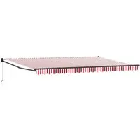 vidaXL Markise Rot und Weiß 500 x 300 cm - Stylische einziehbare Markise für Garten und Terrasse, bietet angenehmen Schatten für entspannte Tage. Robuste Materialien garantieren Langlebigkeit und UV-Schutz. Einfacher manueller Mechanismus für individuelle Anpassung.