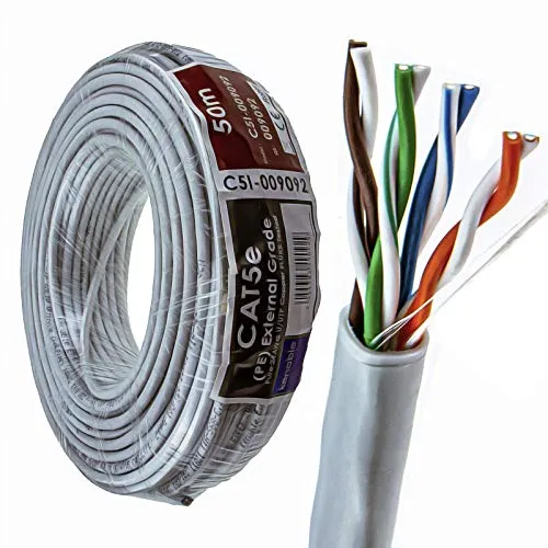 kenable Außen Cat5E-CCA Aussen Verwendung Ethernet Netzwerk Kabel Kabelrolle UTP Grey 50 m [50 Meter/50m]