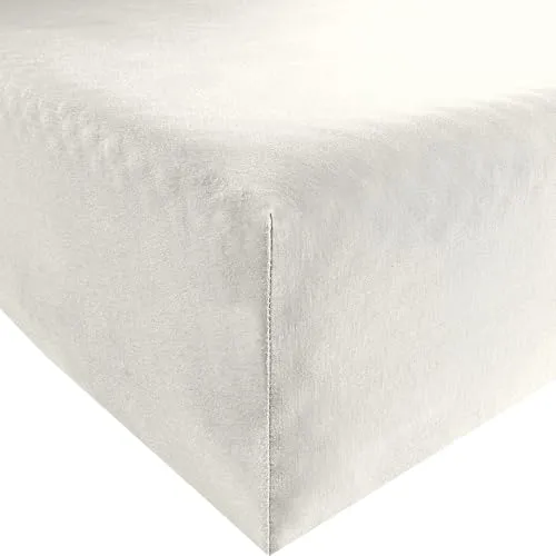 REDBEST Jersey-Stretch Spannbettlaken San Francisco 100% Baumwolle, wollweiß Größe 90x190 cm - 100x200 cm - weiche Qualität, bügelfrei, Rundumgummi, bis 20 cm Höhe