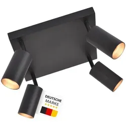 GU10 Deckenleuchte ProSpot 866-4-BK Schwarz – 4-flammig für stilvolle Akzente - Deckenleuchte, 4-flammig in elegantem Schwarz, ideal für die gezielte Ausleuchtung von Wohnräumen. Robustes Aluminium sorgt für Langlebigkeit und hochwertige Verarbeitung.