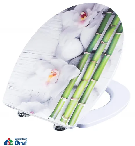 CORNAT WC-Sitz BAMBUS Relief-Motiv mit Absenkautomatik - WC-Brille aus Duroplast mit stilvollem Relief-Motiv, ideal für ein modernes Badezimmer und dank Absenkautomatik besonders leise im Gebrauch.