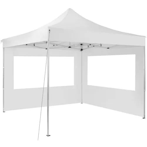 tectake® Faltpavillon 3 x 3 m - Aluminiumgestell - Pavillon mit praktischem Klicksystem, höhenverstellbar und inklusive Spannseilen und Tragetasche. Ideal für Gartenpartys und Events, schützt vor Sonne und Regen.