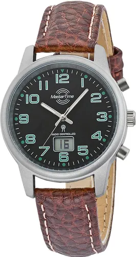 Master Time MTLA-10762-22L Funk Damenuhr 34mm - Braun/Schwarz - Damenuhr mit analog-digitaler Anzeige, Funkuhrwerk und ewigem Kalender. Wasserdicht bis 3 ATM, ideal für den Alltag und besondere Anlässe.