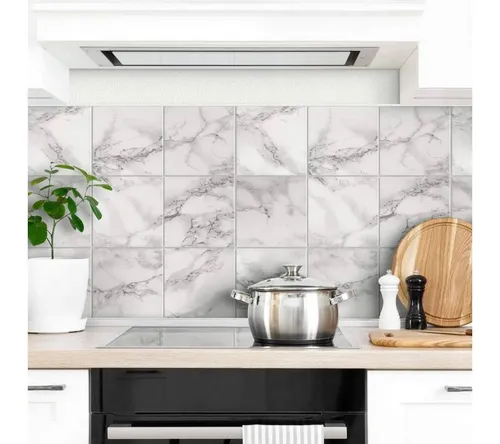 K&L Wall Art Fliesenaufkleber Set - Marmor Design, 12 selbstklebende Kachel-Sticker - Verwandle deine Küche und dein Bad im Handumdrehen! Unsere 12 selbstklebenden Fliesenaufkleber im modernen Marmor Design sind wasserabweisend, leicht zu entfernen und ideal für jede Wandgestaltung.