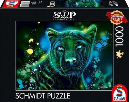 Schmidt Spiele Puzzle 1000 Teile Puzzle Sheena Pike Neon Blau-grüner Panther 58517, Puzzleteile