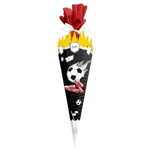 itenga SCHULTÜTEN Bastelset FUSSBALL 68cm - 3D Wellpappe - für echte Fussball Fans in den Farben deines Lieblingsvereins (Deutschland Farben Version3)
