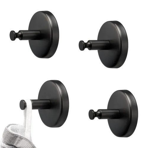 bremermann Handtuchhaken Bad-Serie PIAZZA BLACK - 4er Set, matt schwarz - Handtuchhalter, elegantes matt schwarzes Design, 4er Set ideal für stilvolle Badezimmergestaltung, einfache Wandmontage.