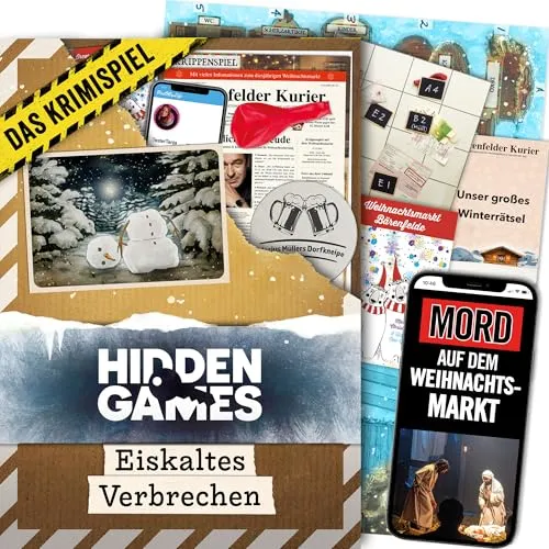 Hidden Games Eiskaltes Verbrechen - Krimispiel (Deutsch) - Gesellschaftsspiel für spannende Krimiabende, fördert Teamarbeit und kreatives Denken beim Lösen von Rätseln.