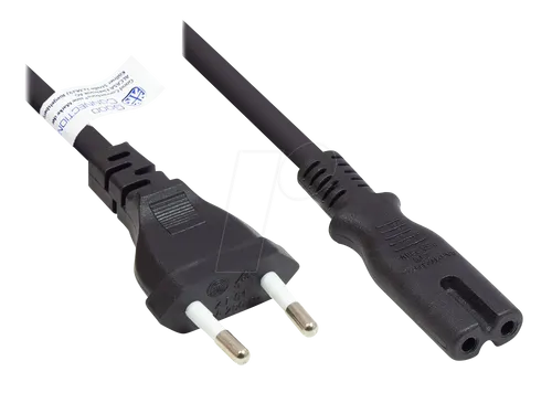 GC P0370-S025 - Euro-Stecker Typ C auf C7 , schwarz, 0,75 mm², 2,5 m