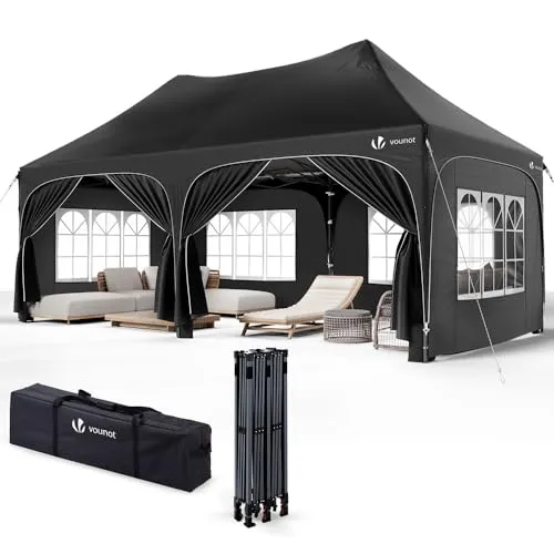VOUNOT® 3x6m Pavillon Wasserdicht mit 6 Seitenwänden - Pavillons & Partyzelte, robuster, wasserdichter Schutz für Outdoor-Events mit einstellbaren Höhen und flexibler Nutzung.
