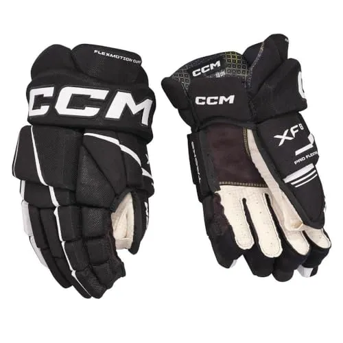 CCM Tacks XF80 Junior Eishockey Handschuhe - Schwarz/Weiß, 10 Zoll - Eishockey-Spielerhandschuhe für Wettkampfniveau mit Anatomical Shield Design für optimale Beweglichkeit und Schutz. Perfekt für junge Spieler, die ihr Spiel selbstbewusst verbessern möchten.