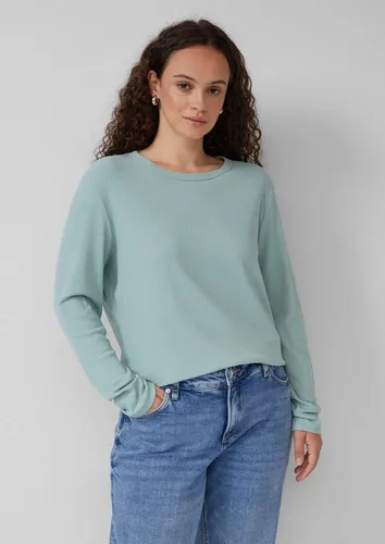 QS Langarmshirt T-Shirt Geripptes Longsleeve im Slim Fit