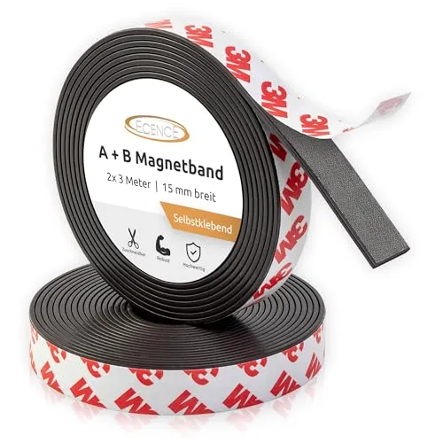 ECENCE Magnetband selbstklebend B für Fliegengitter und Moskitonetze (3m+3m) Magnetstreifen mit gegenseitiger Anziehung Magnetband mit Gegenstück
