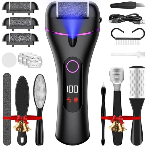 Ehomfory Hornhautentferner Elektrisch mit Arbeitslicht, Hornhaut Entfernen Fuß Elektrisch, Hornhauthobel Elektrisch Füße mit 3 Gear, Fußfeile für Rissige Fersen, Abgestorbener, Hornhaut Entfernen