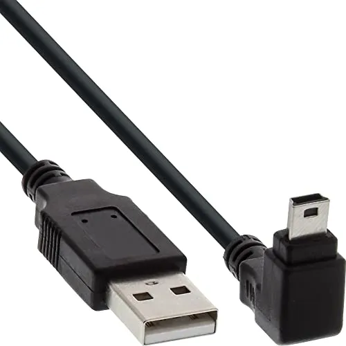 InLine 34205 USB 2.0 Mini-Kabel, Stecker A an Mini-B Stecker (5pol.) unten abgewinkelt 90°, schwarz, 0,5m