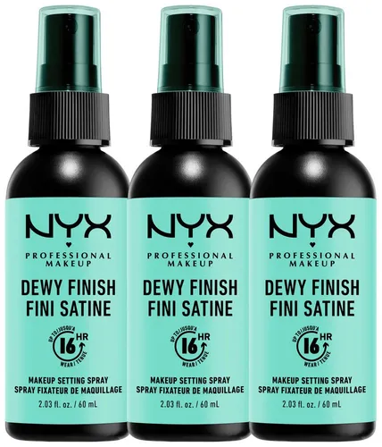 NYX Professional Makeup Setting Spray Dewy Finish 3er Set - Teint-Make-Up, leichtes Fixierspray für ein strahlendes Finish, ideal für alle Hauttypen und perfekt für unterwegs.