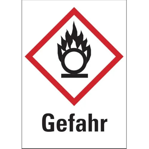 Dreifke® Gefahrstoffetiketten - Flamme über einem Kreis (GHS0-20x29 mm Folie selbstklebend | 16 Stk