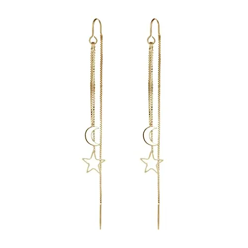 Lange Ohrringe für Frauen, 925 Sterling Silber Quaste Ohrringe Geschenk für Mutter Frau Mädchen (Gold-2)