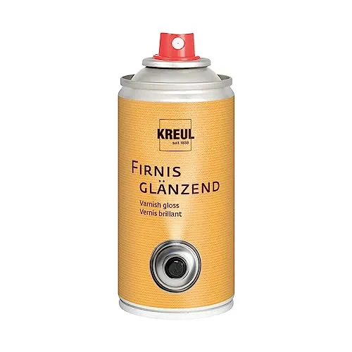 KREUL 811150 - Firnis glänzend, 150 ml Spraydose, sehr elastischer Schlussfirnis, erhöht die Haltbarkeit gegenüber äußeren Einflüssen, nicht gilbend, trocknet wasserfest