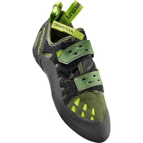 La Sportiva Tarantula olive/neon 41.5 - Herren Kletterschuhe, ideal für Einsteiger mit extra dicker FriXion Black 4mm Sohle für Langlebigkeit und optimalen Komfort in der Kletterhalle.