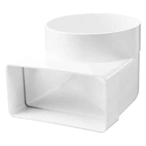 Lüftungskanal Flachkanal Umlenkstück 110x55mm/Ø100mm Rohrkanal Rundkanal Abluftkanal für Dunstabzugshaube Bogen flach-rund T-Stück Reduzier-/Übergangsverbinder PVC 90° Kanalbogen rund auf eckig