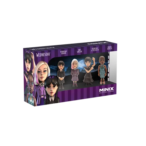 Minix Wednesday 4 Pack 7cm Figuren - Aufstellfiguren & Statuen aus der beliebten Franchise Wednesday, ideal für Sammler und Fans der Serie