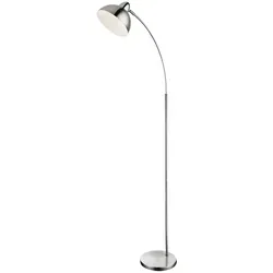 Elegante Stehleuchte Bogenlampe Nickel-matt mit LED