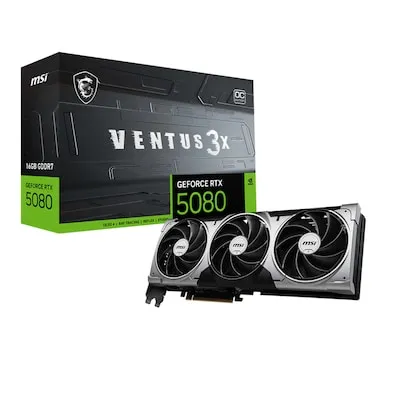 MSI GeForce RTX 5080 VENTUS 3X OC 16GB GDDR7 - Grafikkarten mit 16 GB GDDR7-RAM für beeindruckende Gaming-Leistung und Support für DirectX 12, ideal für High-End-Gaming und kreative Anwendungen.