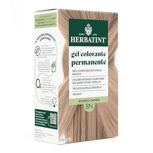 Produktbild Herbatint Permanente Haarfarbe 8N Hellblond – 170 ml | Ammoniakfrei, 100% Abdeckung für weißes Haar | für empfindliche Haut, mit 8 natürlichen Bio-Extrakten