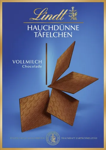 Lindt Hauchdünne Täfelchen Vollmilch 125g - Schokoladenbonbons & Pralinen, zartschmelzende Vollmilchschokolade für ein unvergleichliches Geschmackserlebnis.