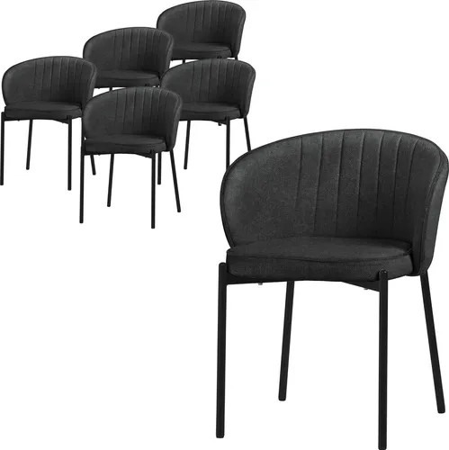 6er Set Esszimmerstuhl Anthrazit - Modern und Komfortabel - Elegantes 6er Set Polsterstühle für Esszimmer und Küche. Komfortabel gepolstert, stabil und robust, ideal für gesellige Runden. Maße: 60 x 75 x 59 cm, Sitzhöhe 49 cm.