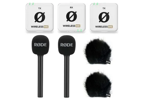 RØDE Wireless ME Dual Funk-Mikrofon Weiss Interview Set - Mikrofone - Kabelloses Mikrofon-System mit zwei Sendemodulen und einem Empfangsmodul für kristallklare Audioqualität bis 100 m Reichweite, ideal für Interviews und Videoproduktionen.